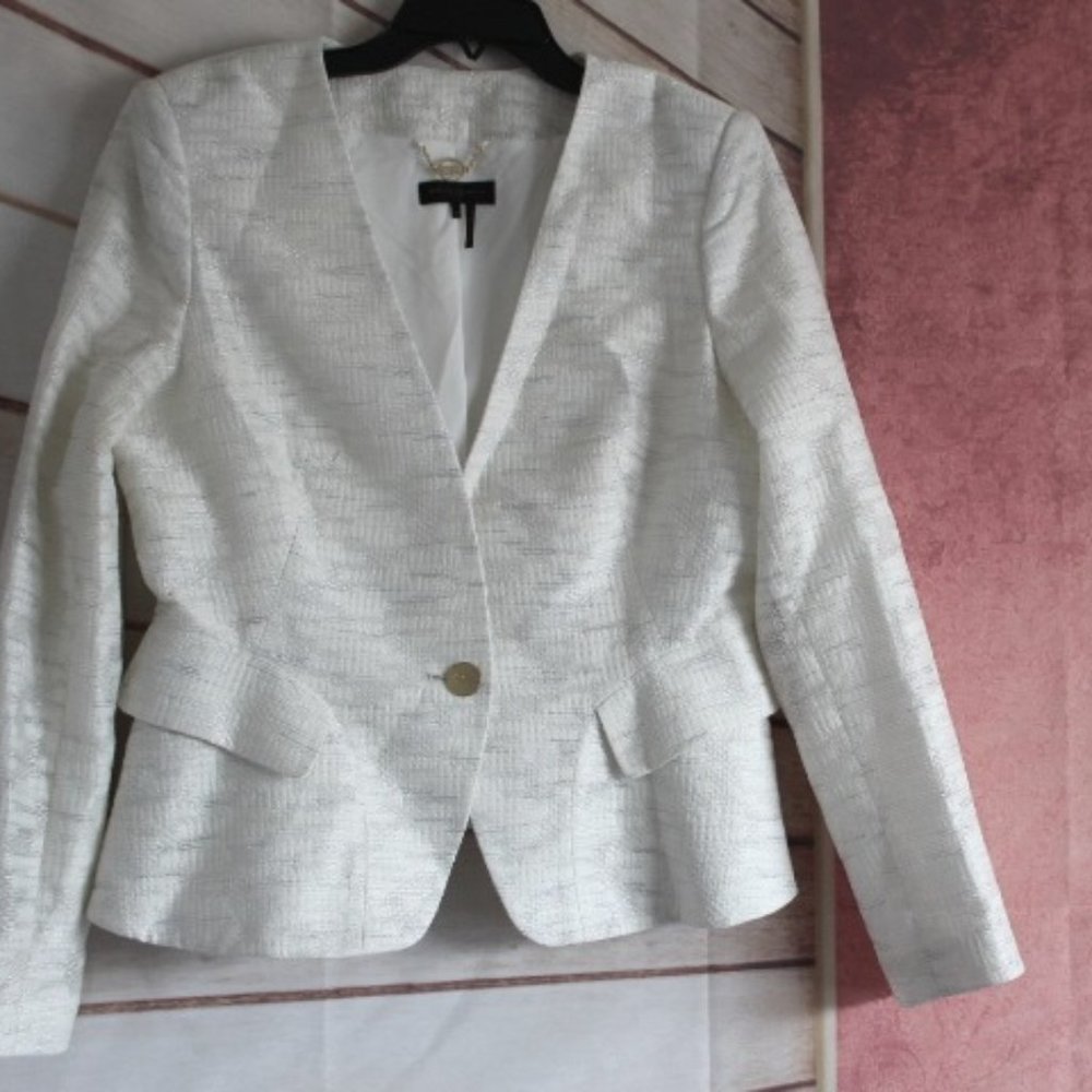 NWOT Silver and Cream Donna Karan Work Blazer,  10